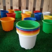 9X7 CM ÜRETİM SAKSI, 50 ADET RENGARENK KAKTÜK VE SUKULENT ÜRETİM SAKSISI, KÜÇÜK RENKLİ PLASTİK SAKSI - 1