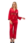 Sistina Bayan Kırmızı Saten Pijama Takımı - 1601 - 1