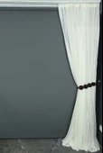 KARDELEN MODEL KREM RENK TEK KANAT Hazır dikilmiş Pileli Fon Perde 300*260 cm thumbnail 7