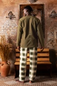 Kışlık Baba Oğul Polar Pijama Takımı -Geyikli Yılbaşı Aile Pijaması- Tek Adet - 10
