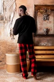 Kışlık Baba Oğul Polar Pijama Takımı -Geyikli Yılbaşı Aile Pijaması- Tek Adet - 4
