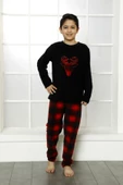 Kışlık Baba Oğul Polar Pijama Takımı -Geyikli Yılbaşı Aile Pijaması- Tek Adet - 6
