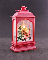 Noel Baba Yılbaşı Temalı Led Titreyen Mumlu Mini Fener Asma Kulplu Kırmızı - 3