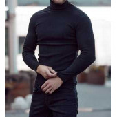 Siyah Balıkçı Yaka Fitilli Likralı Body Triko Kazak thumbnail 1