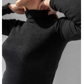 Siyah Balıkçı Yaka Fitilli Likralı Body Triko Kazak thumbnail 3