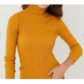 Sarı Balıkçı Yaka Fitilli Likralı Body Triko Kazak thumbnail 1