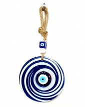 Nazar Boncuklu Lacivert Ve Beyaz Renkli Füzyon Cam Duvar Süsü thumbnail 1