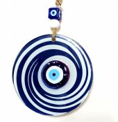 Nazar Boncuklu Lacivert Ve Beyaz Renkli Füzyon Cam Duvar Süsü thumbnail 2