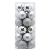 Asılabilir Yılbaşı Yeniyıl Ağacı Süsü 6cm Top GÜMÜŞ 24 lü Christmas Tree Ornaments Yeni Yıl Süsleri - 1