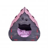 Mini Hobbit Doğal Ahşap Pati Detaylı Kedi Köpek Evi - 1