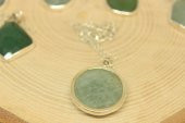 Zümrüt Taşı Gümüş Kaplama ve Gümüş Zincir Dahil Kolye Ucu - 5