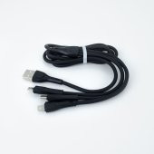 Winex CA107 Gfz 3in1 Micro, Lightning, Type-C Çıkışlı Data ve Şarj Kablosu 3.4A Siyah - 1