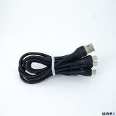 Winex CA107 Gfz 3in1 Micro, Lightning, Type-C Çıkışlı Data ve Şarj Kablosu 3.4A Siyah - 2