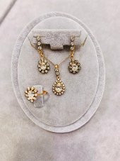 Damla Elmas Model 925 Ayar Gümüş Kadın Hediyelik Set - 1