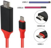 Usb Type C 3.1 To Hdmi Çevirici Dönüştürücü Tv Bağlama Kablosu - 4