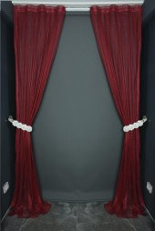 ORKİDE MODEL BORDO RENK TEK KANAT Pileli Fon Perde 75*260 cm - 1
