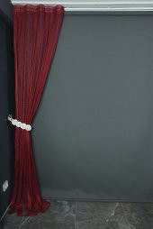 ORKİDE MODEL BORDO RENK TEK KANAT Pileli Fon Perde 75*260 cm - 4