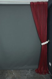 ORKİDE MODEL BORDO RENK TEK KANAT Pileli Fon Perde 75*260 cm - 5