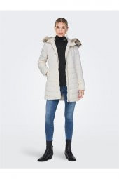 ONLNEWELLAN QUILTED HOOD FUR COAT CC OTW - 5