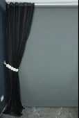 ORKİDE MODEL SİYAH RENK TEK KANAT Pileli Fon Perde 75*260 cm thumbnail 3