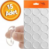 Yapışkanlı Cam Tutucu Şeffaf 22 mm 15 Li Mobilya Raf Ses Tutucu - 1