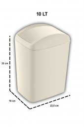 Soft Çöp Kutusu, Döner Kapak 10 Litre Latte - 1