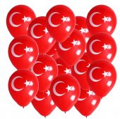 Bayrak Balon Türk Bayraklı Baskılı Balon Bayram Süsü - 10 Adet - 1