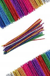 Şönil Renkli Metalik 30 Cm Renkli Metalik Tüylü Tel  20 Li- 1  Paket - 1