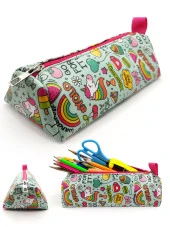 Kalem Kutusu Üçgen Unicorn Kalemkutu Jumbo Vegan Deri Kalemlik thumbnail 1