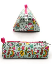 Kalem Kutusu Üçgen Unicorn Kalemkutu Jumbo Vegan Deri Kalemlik thumbnail 2