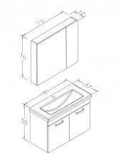 Orka Bafa 80 cm MDF Banyo Dolabı Alt Modül ve Lavabo - 3