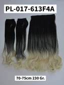 Siyah Platin Su Dalgalı Ombreli Uzun Yarım Ay Saç –  3 Parça Çıt Çıt 75cm. 230 gr. VIP SERI - 1