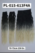 Siyah Platin Afro Dalgalı Ombreli Uzun Yarım Ay Saç –  3 Parça Çıt Çıt 75cm. 230 gr. VIP SERI - 1