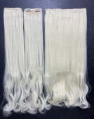 Platin Buz Beyazı Su Dalgalı Uzun Yarım Ay Saç –  3 Parça Çıt Çıt 75cm. 220 gr. VIP SERI - 1