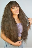 KUMRAL Afro Dalgalı Uzun Fiber Sentetik Perçemli Peruk - 1