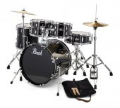 PEARL RS505C/C31 - Roadshow Jet Black 5 Parça (20B/10T/12T/14F/14S) Aksamlı & Zilli Akustik Davul Seti - 1