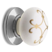 Eymen Polimer Düğme Kulp Çekmece Dolap Dolabı Kulpu Kulbu Beyaz Krom Desenli Mobilya Mutfak Kulpları - 5