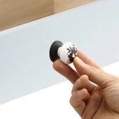 Eymen Düğme Çekmece Dolap Dolabı Kulpu Kulbu Beyaz Siyah Desenli Polimer Kulpları Mobilya Mutfak thumbnail 3