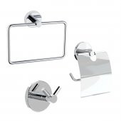 Banyo Aksesuar 3 lü Set Havluluk - Wc Kağıtlık - 2 li Askı Paslanmaz - 1