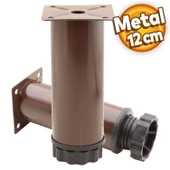Akça Ayarlanabilir Mobilya Kanepe Koltuk Baza Yükseltme Yükseltici Ayağı Metal Ayakları 12 Cm Kahve - 1