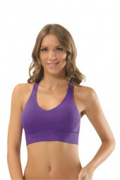 Mor V Yaka Kaplı Sport Büstiyer - 1