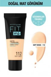 Maybellıne Fıt Me Matte Poreless Fondöten 112 Soft Beıge - 1