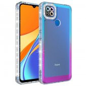 Xiaomi Redmi 9C Kılıf Simli ve Renk Geçiş Tasarımlı Lens Korumalı Zore Park Kapak - 7