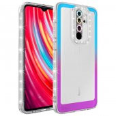 Xiaomi Redmi Note 8 Pro Kılıf Simli ve Renk Geçiş Tasarımlı Lens Korumalı Zore Park Kapak - 7