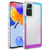 Xiaomi Redmi Note 11S Global Kılıf Simli ve Renk Geçiş Tasarımlı Lens Korumalı Zore Park Kapak - 7