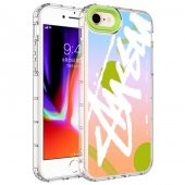 Apple iPhone 8 Kılıf Kamera Korumalı Renkli Desenli Sert Silikon Zore Korn Kapak - 7