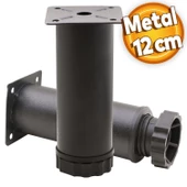Akça Ayarlanabilir Mobilya Kanepe Koltuk Baza Yükseltme Yükseltici Ayağı Metal Ayakları 12 Cm Siyah - 1