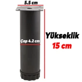 Akça Ayarlanabilir Mobilya Kanepe Koltuk Baza Yükseltme Yükseltici Ayağı Metal Ayakları 15 Cm Siyah - 4