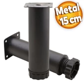 Akça Ayarlanabilir Mobilya Kanepe Koltuk Baza Yükseltme Yükseltici Ayağı Metal Ayakları 15 Cm Siyah - 1