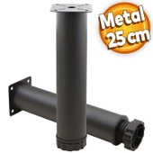 Akça Ayarlanabilir Mobilya Kanepe Koltuk Baza Yükseltme Yükseltici Ayağı Metal Ayakları 25 Cm Siyah - 1